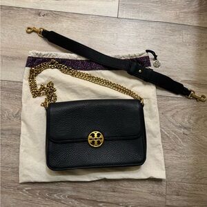 Black Leather Chain Shoulder Bag